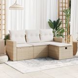 Maison Exclusive - Ensemble de meubles de jardin 4 pièces avec canapé et coussins, beige, en polyrotin