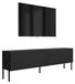 3xE living meuble TV sur pieds 170 cm, façade nervurée, noir mat/pieds droits, noir