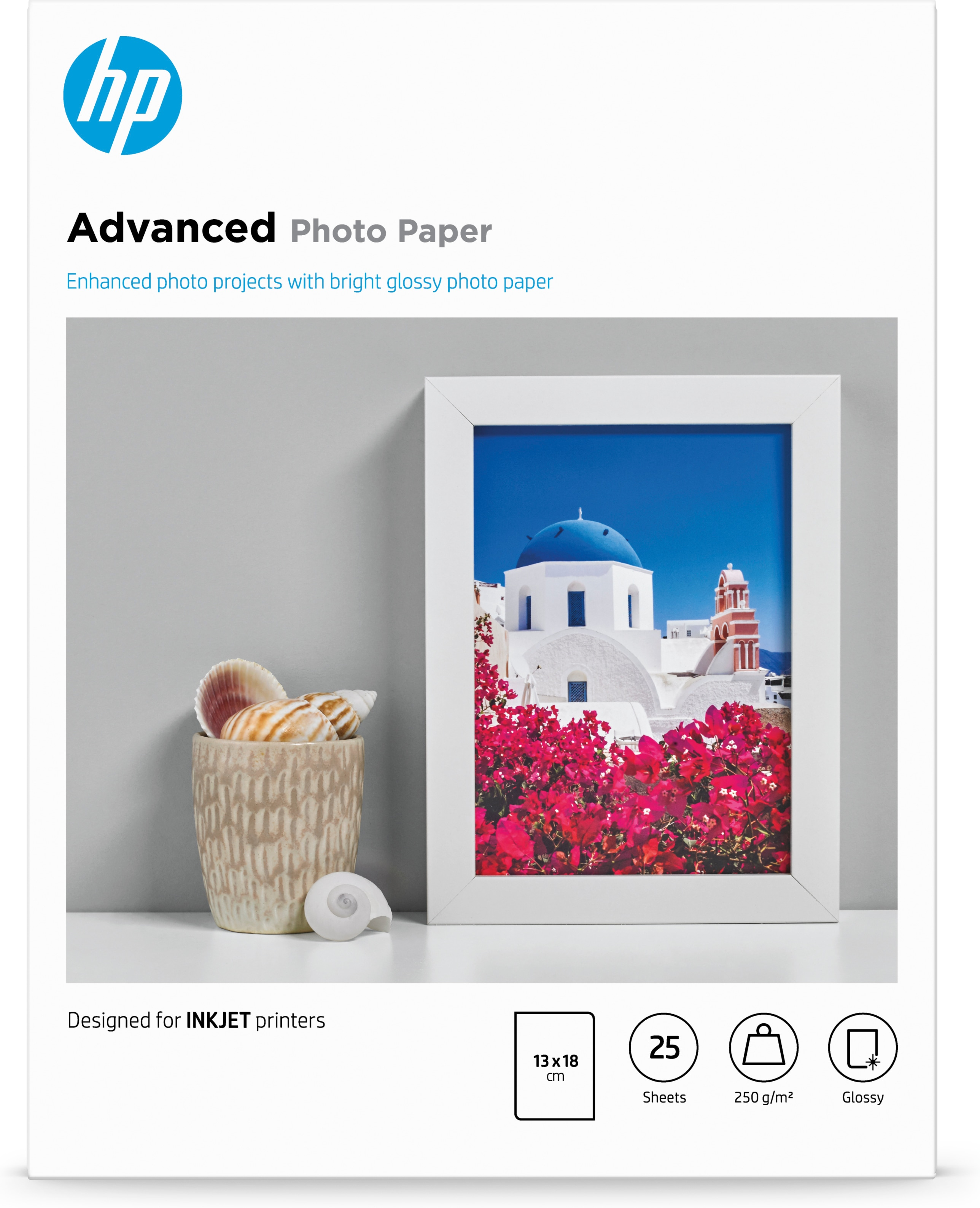 HP Advanced fotopapier, glanzend, 250 g/m2, 13 x 18 cm (127 x 178 mm), 25 vellen