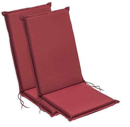 sleepling Outdoor 193927 Set van 2 kussens met hoge rugleuning | Rood | 120 x 50 x 6 cm