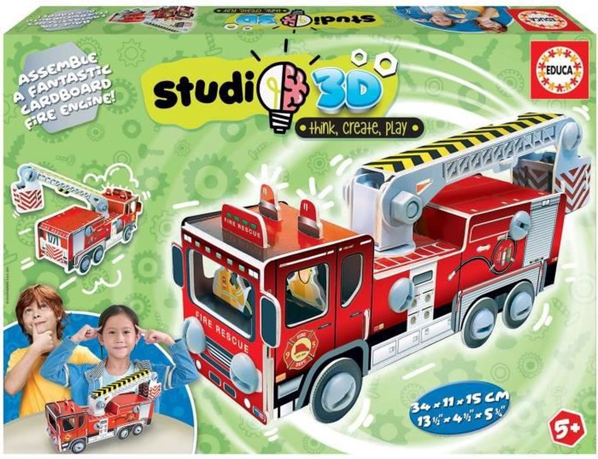 Educa - Puzzel - Studio 3D Brandweerwagen