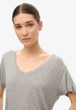 Superdry - Studios Slub T-shirt met V-hals en borduursel - Dames - T-shirts