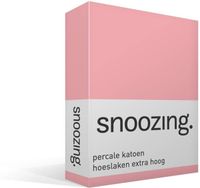 Snoozing Percale Katoen Hoeslaken Extra Hoog - 1-persoons (100x200 cm) - Roze