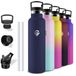Grsta Thermosfles, 1 liter, BPA-vrij, sportfles met rietje, lekvrij, roestvrijstalen waterfles, houdt 12 uur warm / 24 uur koud, voor camping, yoga