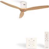 CREATE - Plafondventilator WIND CALM - 40W - Ø132 cm - Naturel Hout - Zomer/Winter functie - 6 Snelheden - Timer - Wandregelaar