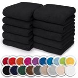 NatureMark Set van 10 kleine badstof handdoeken voor gezicht en handen – 100% katoen, zacht en absorberend – 30×30 cm, Zwart