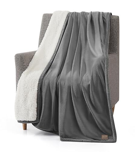 UGG UGG Bliss Sherpa plaid - gezellige omkeerbare accentdeken - moderne woondecoratie - comfortabele en decoratieve deken voor bed of bank - 127 x 177 cm - brandhout