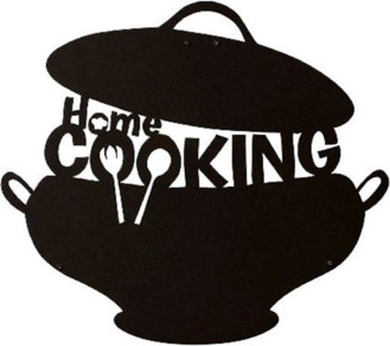 Homemania Wanddecoratie cooking - 45x40 cm - Staal - Zwart