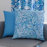 PETTI Artigiani Italiani - 1 paar kussenslopen 50 x 50 cm van microvezel, decoratief kussen voor slaapkamer, bank, woonkamer, set van 2 kussenslopen, paisley lichtblauw, 100% Made in Italy