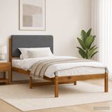 vidaXL Bedframe met gestoffeerd hoofdbord Naturel en lichtgrijs