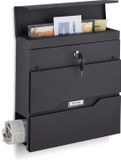 Merkloos Relaxdays brievenbus hangend - met krantenrol - slot en 2 sleutels - 37 x 37 x 11 cm - buiten