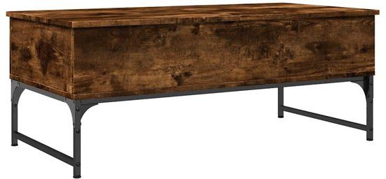 vidaXL Salontafel 100x50x40 cm bewerkt hout en metaal gerookt eiken