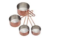 MasterClass maatbekers, maatbekers met kopereffect voor bakken, roestvrij staal, set van 4, gelabeld, zilver/bruin
