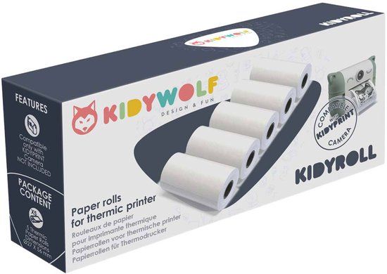 Kidywolf Kidyroll Klassiek Thermisch Papier Navulling - 5 Rollen