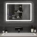 Mondeer Led-badkamerspiegel met verlichting, 50 x 70 cm, wandspiegel met aanraakschakelaar, anti-condens en afneembaar, 5 x vergrootglas, afneembaar, 3 lichtkleuren, dimbaar, voor badkamer, 3000 K -
