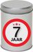Merkloos Cadeau Snoepblik - 7 jaar verjaardag - 9 x 13 cm - Cadeauverpakking- metaal - met leeftijd sticker - Zilver