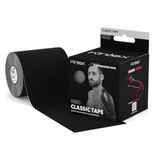 Kintex Klassieke kinesiotape 7,5 cm x 5 m, extra groot, huidvriendelijk en waterdicht, voor sport en fysiotherapie (zwart)