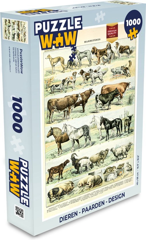 MuchoWow Puzzel Dieren - Paarden - Illustratie - Vintage - Adolphe Millot - Legpuzzel - Puzzel 1000 stukjes volwassenen - Sinterklaas cadeautjes - Sinterklaas voor grote kinderen