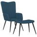 vidaXL Relaxfauteuil met voetenbank fluweel blauw