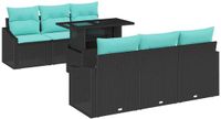 vidaXL Tuinbank Set 7-delig Zwart en Blauw