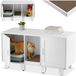 tectake® Kattenkast Freya - 2-in-1 Kast Met Twee Grote Binnenruimtes en Ventilatiegaten - Kattenbak - Kattentoilet - Verborgen Ingangen Aan De Binnenzijden - Wit
