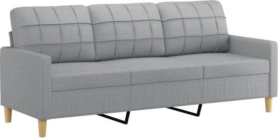 vidaXL Driezitsbank 180 cm stof lichtgrijs
