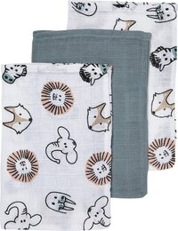 Meyco Baby Animal Washtowels - 3-pack - Hydrophilic - Multicolour - 20x17cm