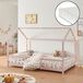 [en.casa] Kinderbed "Sisimiut" met matras en valbeveiliging, grenenhout, 120 x 200 cm, roze/wit