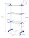 Étendage à linge - 4 niveaux sur roulettes - Pliable - Inox - 64x75x170 cm - Grande capacité - Convient pour intérieur et extérieur - Bleu/Blanc