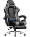 GTPLAYER Gaming stoel, bureaustoel, ergonomische gamerstoel met voetensteun, hoofdsteun, lendenkussen, gevoerd, draaistoel, grijs