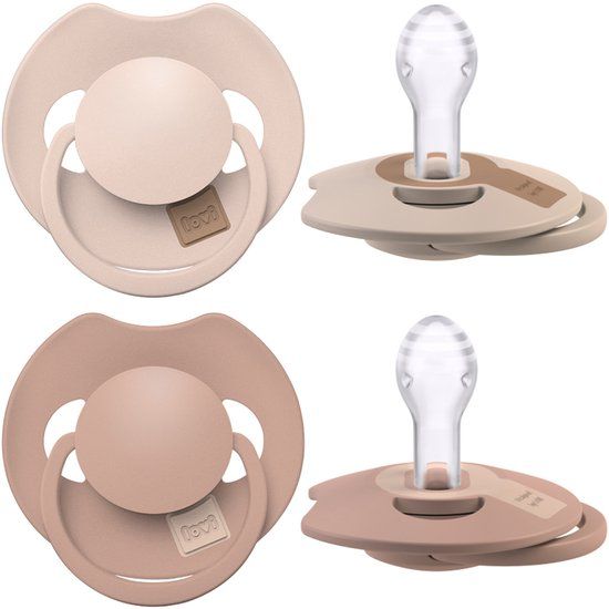 Difrax LOVI Fopspeen Dynamisch - Prime - 6 tot 18 Maanden - Beige & Bruin - 2 Stuks