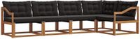 vidaXL - Hoek loungeset - 5 zitplaatsen - Acacia hout - Naturel en zwart