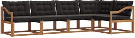 vidaXL - Hoek loungeset - 5 zitplaatsen - Acacia hout - Naturel en zwart