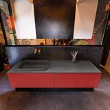 Mondiaz ERIN 150cm badmeubelset onderkast Fire 2 lades Wastafel RIDGE Dark grey