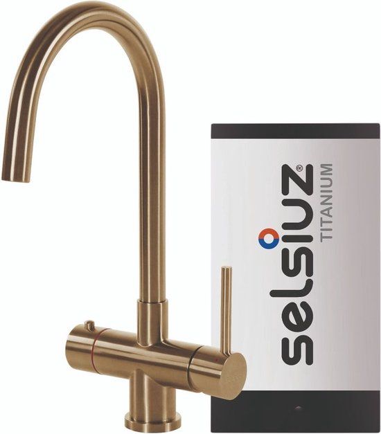 Selsiuz kranen Selsiuz Rond Gold / Goud met TITANIUM Single boiler - Kokend-water-kraan - RVS