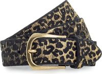 b.belt Leren Riem Cat Silver Belt W75 Black - Gold Goudkleurig