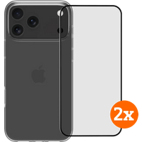 BlueBuilt Back Cover iPhone 17 Pro Max Transparant + Screenprotector Duo Pack