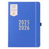 Busy B A5 Weekdagboek - Mid-Year Academische Planner - Aug '25 - Aug '26 - Saphire Blue Vegan Lederen Cover - Week to View Academische Planner met Stickers, Pen Loop & Lijst Pad