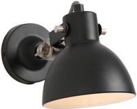Mexlite Zwarte wandlamp Cera 7647ZW met E14 fitting, trendy metalen design, kantelbaar en geschikt voor binnengebruik
