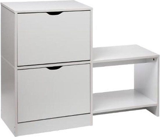 Schoenenkast Gaby Wit - Hout - Wit - 32x32x80 cm