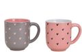 Shenzhen Haorui Industrial Technology Co., Ltd. Tasses en céramique avec cœurs - set de 2 - 400 ml - Rose et Gris