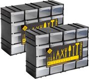 Merkloos Sorteerbakjes - Zwart - Kunststof - 16 lades - 22 x 8 x 15 cm - 4 stuks