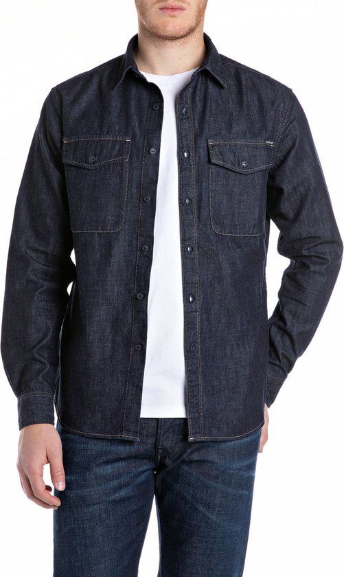 Replay Overhemd Heren regular fit Blauw XXL