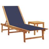 VidaXL Lounge Tuinstoel Gecapitonneerde Zitting Acaciahout Blauw 2 stuks