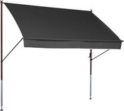 Angerer Klemluifel, stijl met handslinger, terras/balkon, eenvoudige montage zonder boren, Made in Germany, hoogwaardige stof, uv-bestendig, in hoogte verstelbaar, waterafstotend, 300 cm, donkergrijs