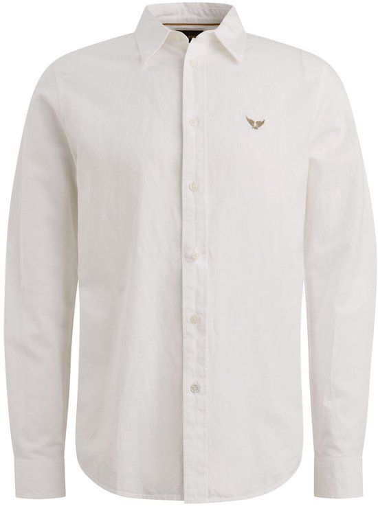 PME Legend Lange Mouw Shirt Katoen Linnen Effen Wit XXL