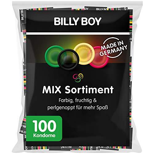 BILLY BOY Condooms Mix-assortiment grootverpakking, kleurrijk, extra vochtig en parelgenoppen, 100 stuks mixpak