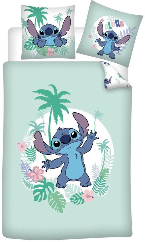 4KidsOnly Stitch Dekbedovertrek Aloha 140 x 200 cm - katoen (mint groen)