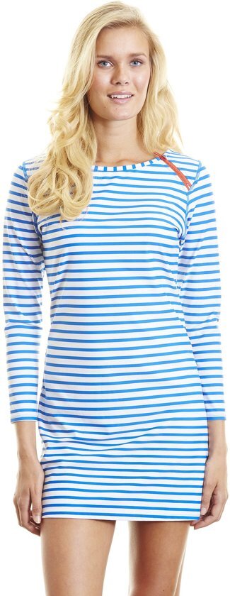 Cabana Life Jurk Dames met rits Gestreept - Blauw - Maat 44 XL