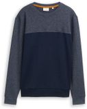 Tom Tailor Crewneck sweatshirt met structuurmix - Sky Captain Blue - Maat M